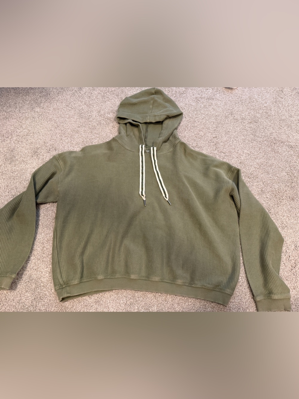 aerie Olive Green Waffle-Knit Hoodie
